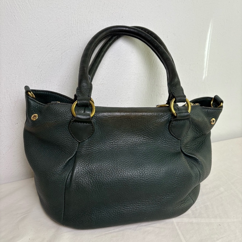 J. CREW Forest Green Pebbled Leather Brompton Hobo Satchel Crossbody Bag Purse - Picture 6 of 13